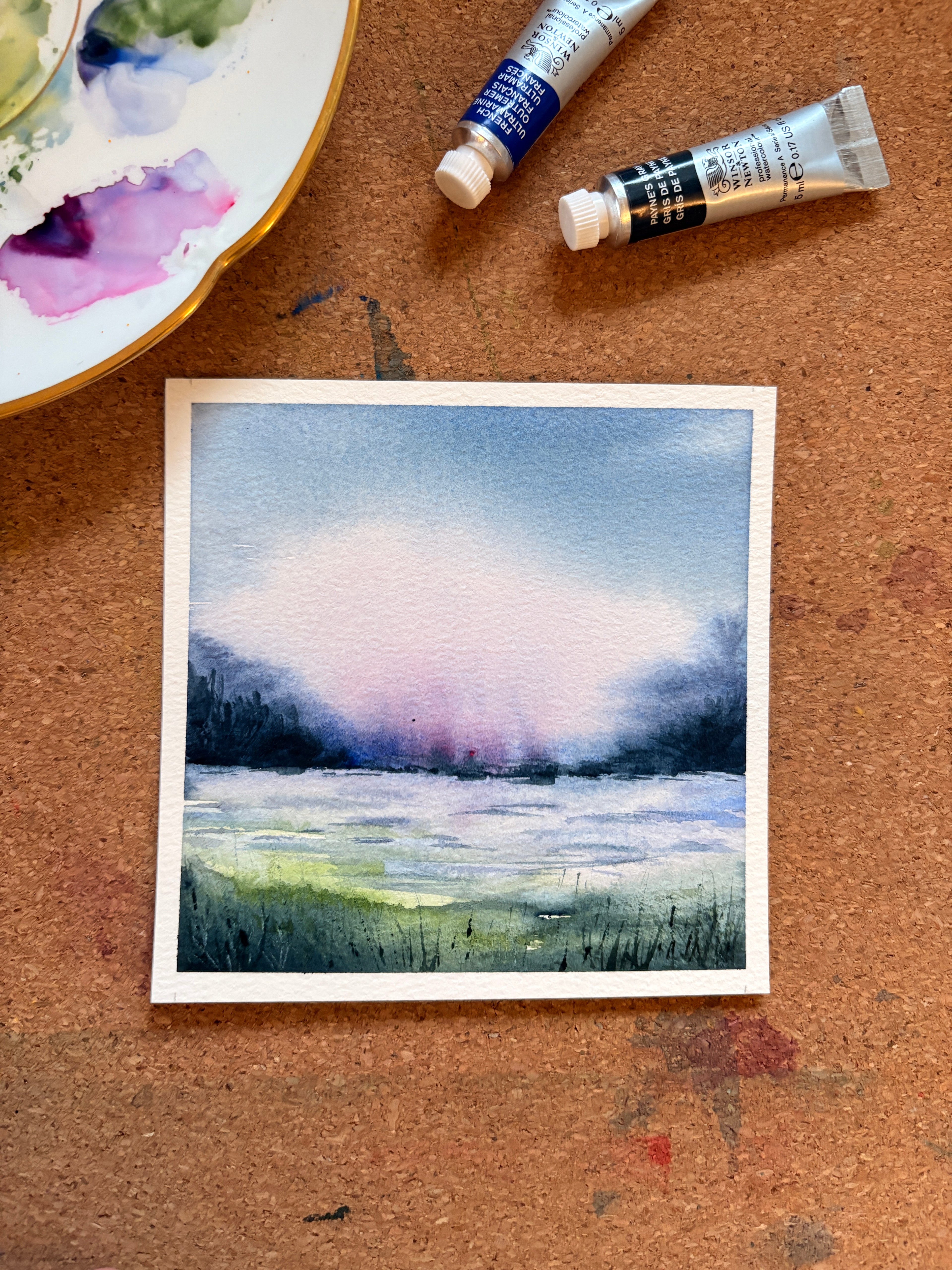 La tristesse - aquarelle originale - miniature