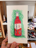Dessin d'une bouteille de kombucha sur fond vert